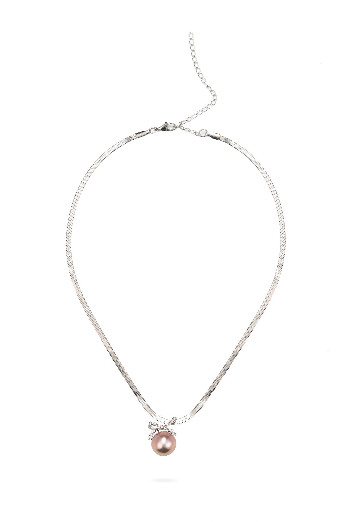 Bow-Tied Pink Pearl Necklace