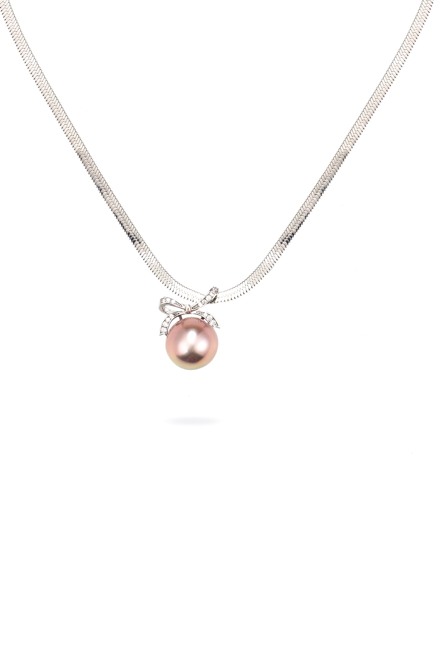 Bow-Tied Pink Pearl Necklace
