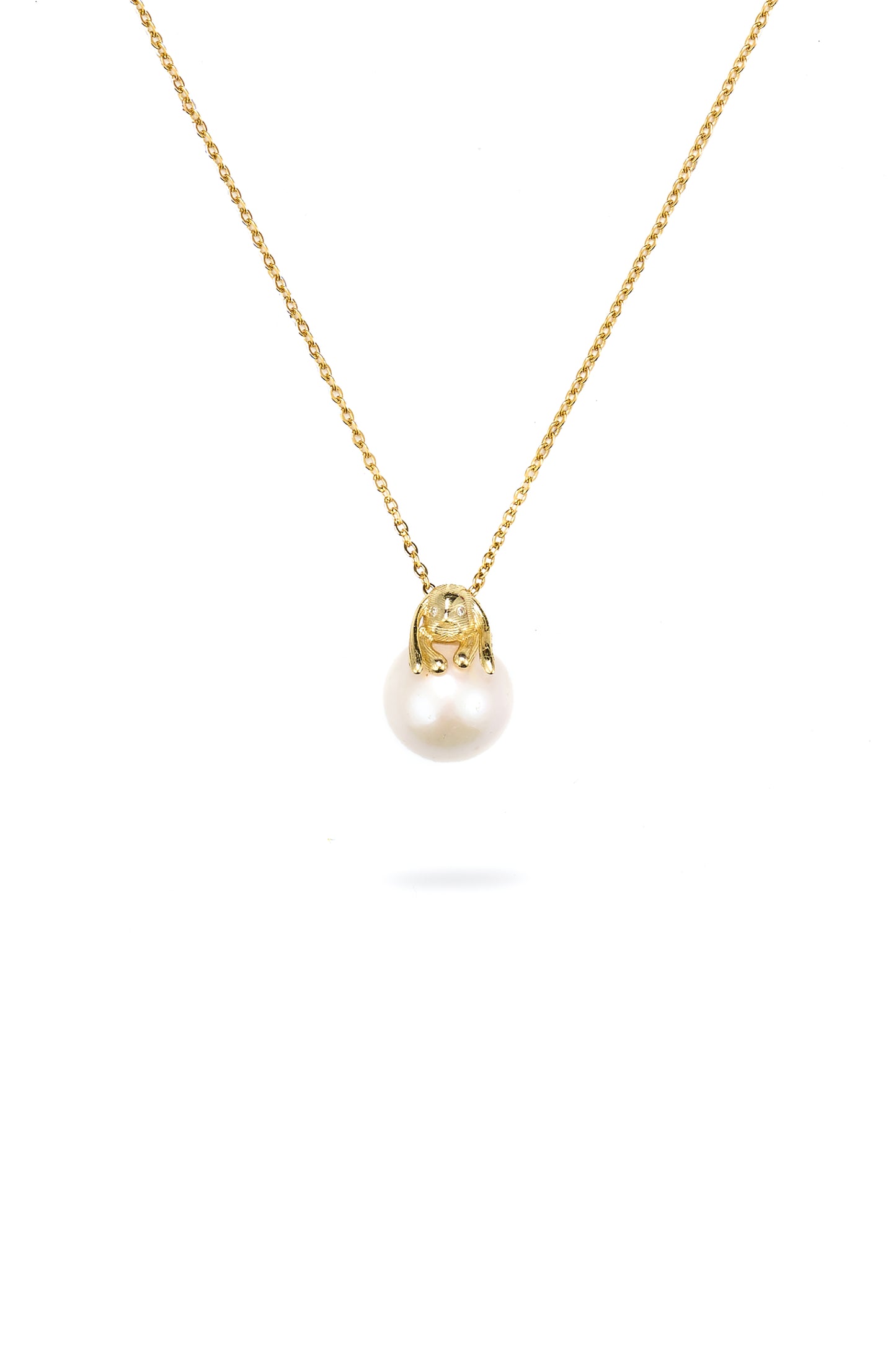 Gold Bunny Pearl Necklace