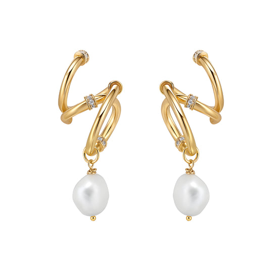 Aurelia Pearl Knot Drop Earrings