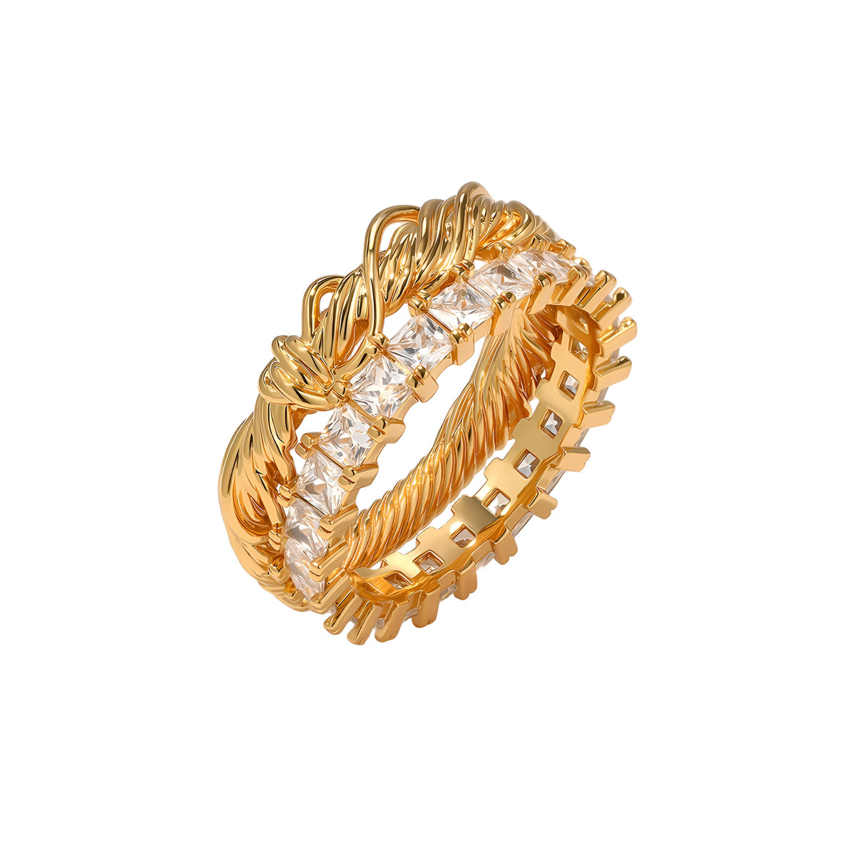 Azura Layered Woven Pavé Ring