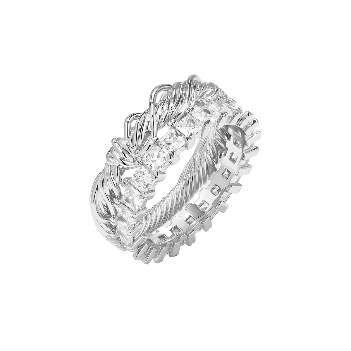 Azura Layered Woven Pavé Ring